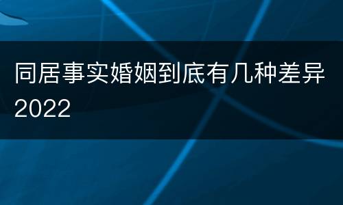 同居事实婚姻到底有几种差异2022