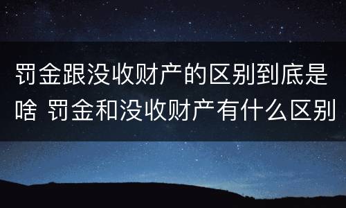 罚金跟没收财产的区别到底是啥 罚金和没收财产有什么区别