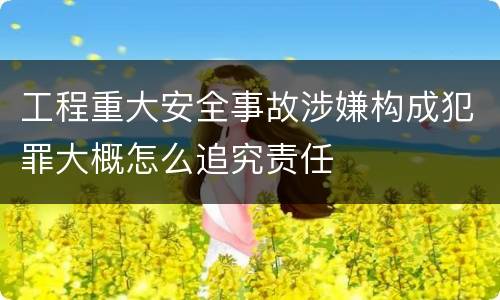 工程重大安全事故涉嫌构成犯罪大概怎么追究责任