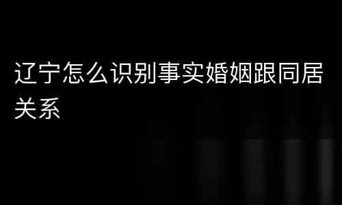 辽宁怎么识别事实婚姻跟同居关系