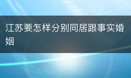 江苏要怎样分别同居跟事实婚姻