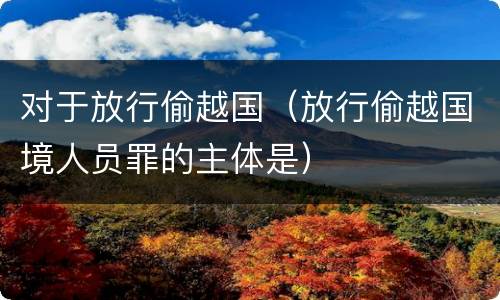 对于放行偷越国（放行偷越国境人员罪的主体是）