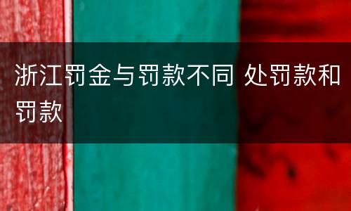 浙江罚金与罚款不同 处罚款和罚款