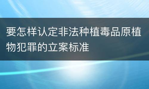 要怎样认定非法种植毒品原植物犯罪的立案标准