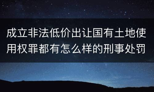 成立非法低价出让国有土地使用权罪都有怎么样的刑事处罚