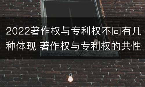 2022著作权与专利权不同有几种体现 著作权与专利权的共性有