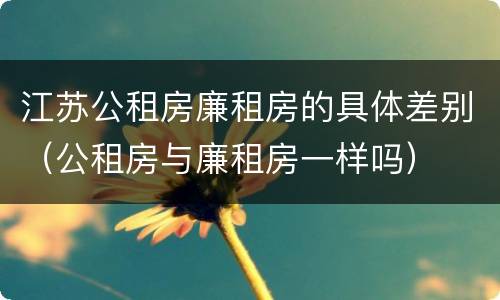江苏公租房廉租房的具体差别（公租房与廉租房一样吗）