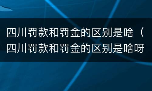 四川罚款和罚金的区别是啥（四川罚款和罚金的区别是啥呀）