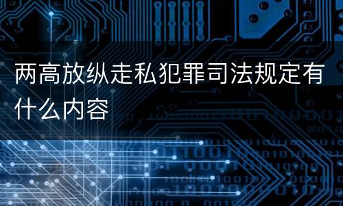 两高放纵走私犯罪司法规定有什么内容