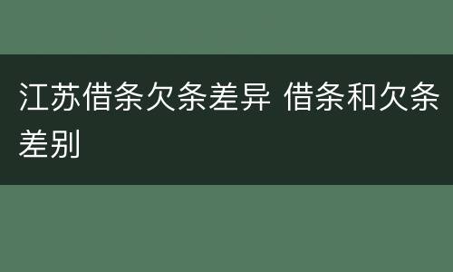 江苏借条欠条差异 借条和欠条差别