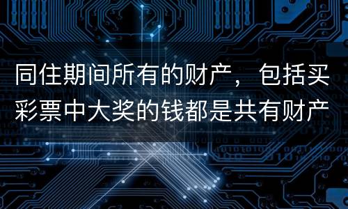 同住期间所有的财产，包括买彩票中大奖的钱都是共有财产吗