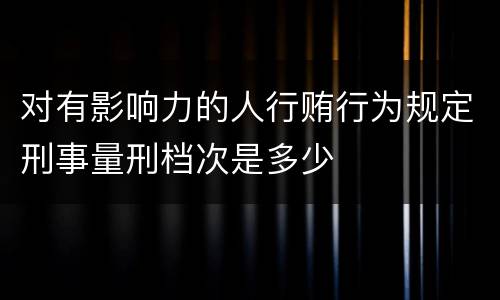 对有影响力的人行贿行为规定刑事量刑档次是多少