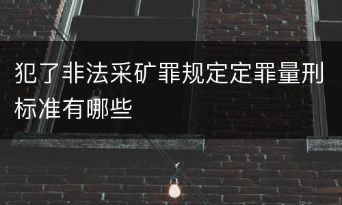 犯了非法采矿罪规定定罪量刑标准有哪些