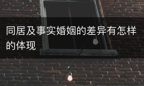同居及事实婚姻的差异有怎样的体现