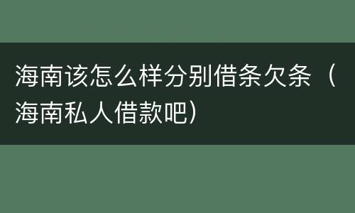 海南该怎么样分别借条欠条（海南私人借款吧）
