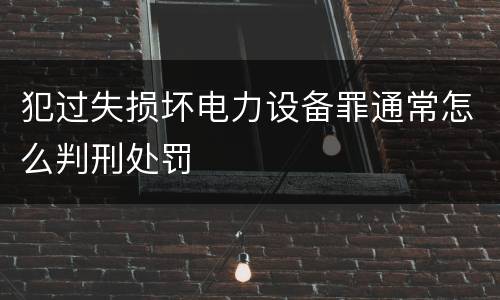 犯过失损坏电力设备罪通常怎么判刑处罚