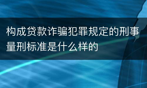 构成贷款诈骗犯罪规定的刑事量刑标准是什么样的