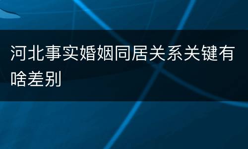 河北事实婚姻同居关系关键有啥差别