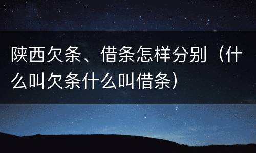 陕西欠条、借条怎样分别（什么叫欠条什么叫借条）