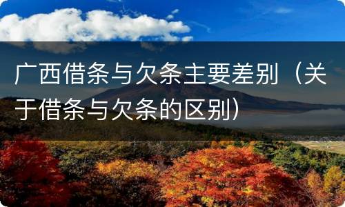广西借条与欠条主要差别（关于借条与欠条的区别）