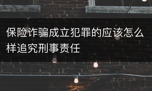 保险诈骗成立犯罪的应该怎么样追究刑事责任