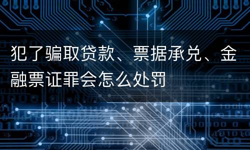 犯了骗取贷款、票据承兑、金融票证罪会怎么处罚