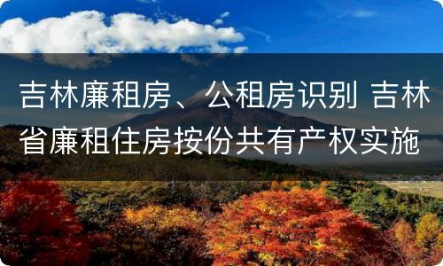 吉林廉租房、公租房识别 吉林省廉租住房按份共有产权实施管理办法