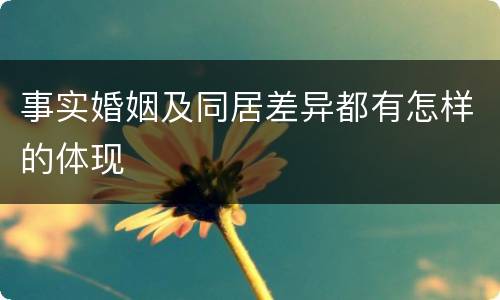 事实婚姻及同居差异都有怎样的体现