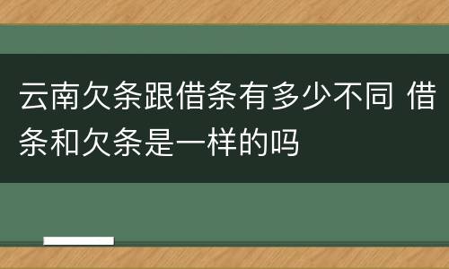 云南欠条跟借条有多少不同 借条和欠条是一样的吗