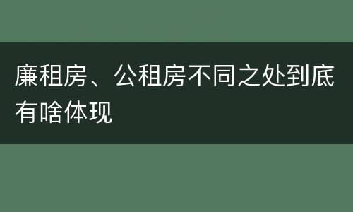 廉租房、公租房不同之处到底有啥体现