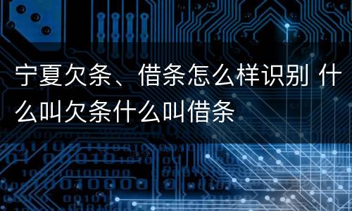 宁夏欠条、借条怎么样识别 什么叫欠条什么叫借条