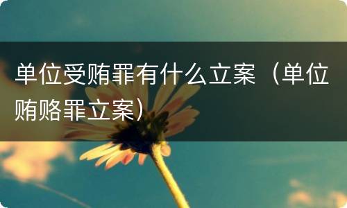 单位受贿罪有什么立案（单位贿赂罪立案）