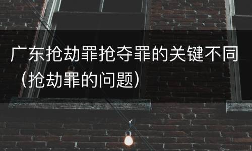 广东抢劫罪抢夺罪的关键不同（抢劫罪的问题）