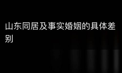 山东同居及事实婚姻的具体差别