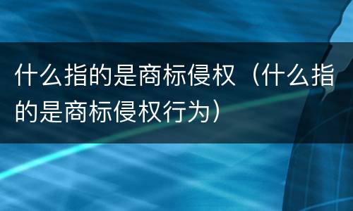 什么指的是商标侵权（什么指的是商标侵权行为）