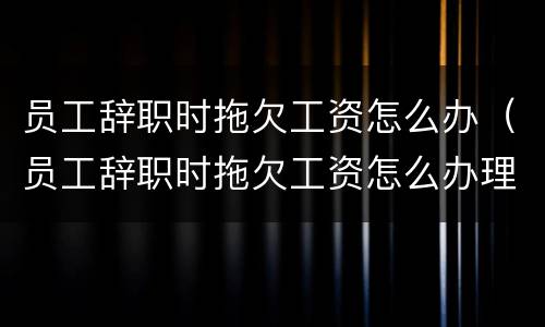 员工辞职时拖欠工资怎么办（员工辞职时拖欠工资怎么办理）