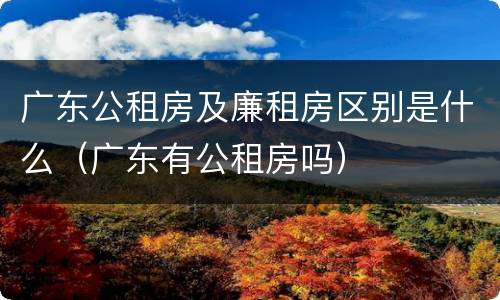广东公租房及廉租房区别是什么（广东有公租房吗）