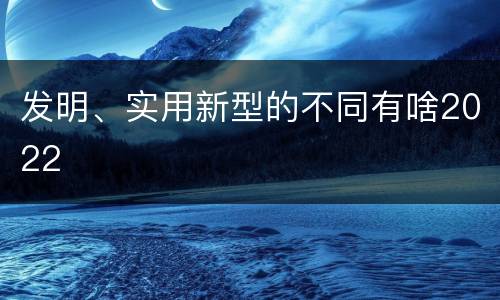 发明、实用新型的不同有啥2022
