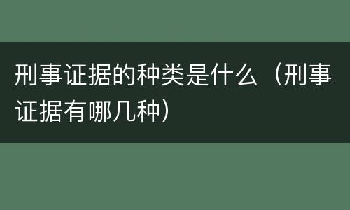 刑事证据的种类是什么（刑事证据有哪几种）
