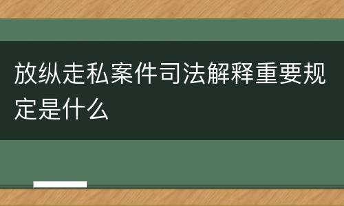 放纵走私案件司法解释重要规定是什么