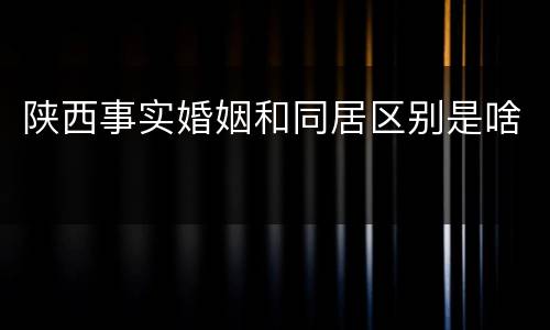 陕西事实婚姻和同居区别是啥