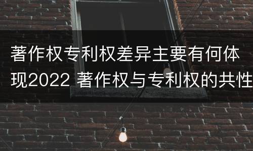 著作权专利权差异主要有何体现2022 著作权与专利权的共性有