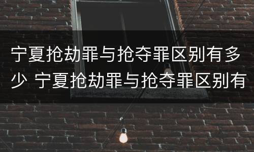 宁夏抢劫罪与抢夺罪区别有多少 宁夏抢劫罪与抢夺罪区别有多少条