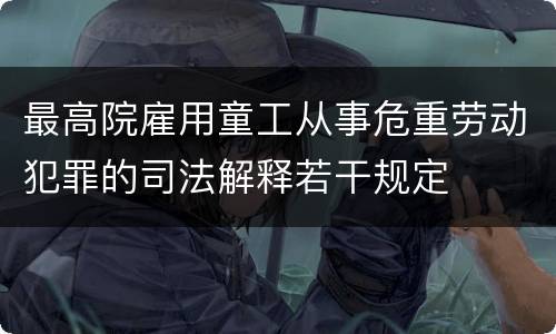 最高院雇用童工从事危重劳动犯罪的司法解释若干规定