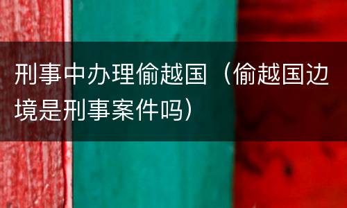 刑事中办理偷越国（偷越国边境是刑事案件吗）