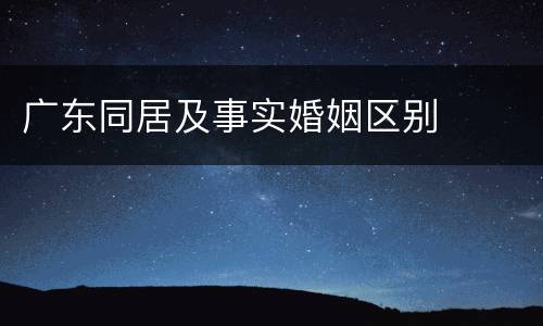广东同居及事实婚姻区别