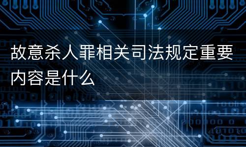 故意杀人罪相关司法规定重要内容是什么