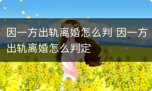 因一方出轨离婚怎么判 因一方出轨离婚怎么判定