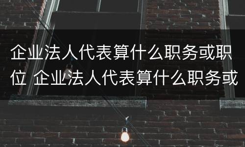 企业法人代表算什么职务或职位 企业法人代表算什么职务或职位类别