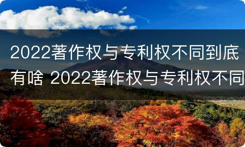 2022著作权与专利权不同到底有啥 2022著作权与专利权不同到底有啥区别